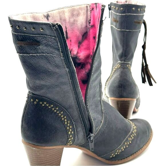 Dingo Leather Boots Studded Grey Tassel Zip Up Country Western Women's Size 10 - Picture 5 of 12